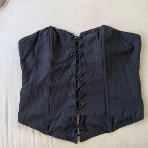 Dolls Kill Inevitable Heart Corset Top - Black lace up corset top